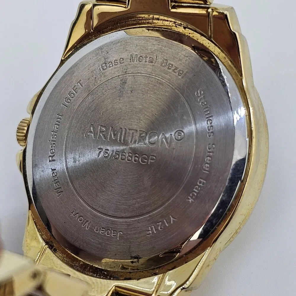 Armitron‎ Women's Watch 40MM Black Dial Gold Tone Bracelet Band 6.5
